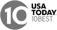 The image shows the "10Best" logo of USA Today, featuring a stylized number 10 with the text "USA TODAY 10BEST" next to it.
